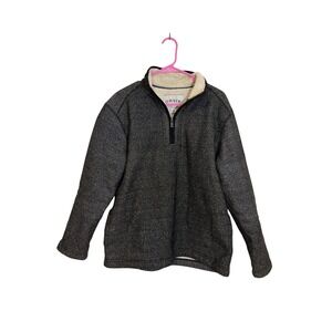 Orvis Mens Quarter Zip Sherpa Lined Pullover Sweater Charcoal Gray Marl Size M